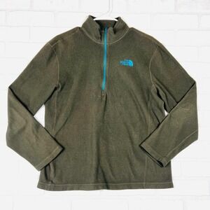 The North Face Mens Fleece Pullover 1/4 Zip Olive Green Outdoor Medium in‎ size